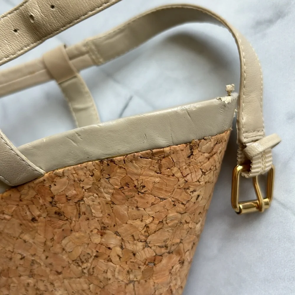 Lauren Ralph Lauren Strappy Leather Cork Wedges (Size 7.5)